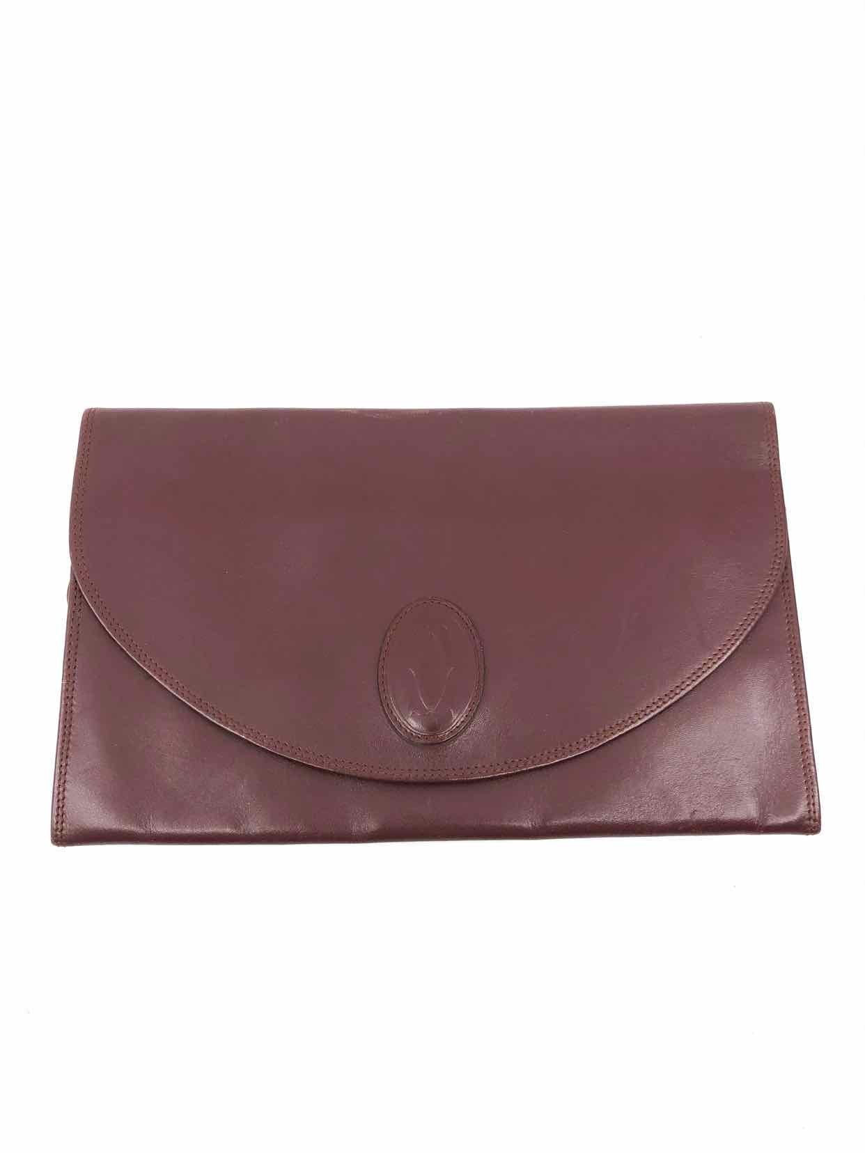 Cartier sale maroon leather clutch